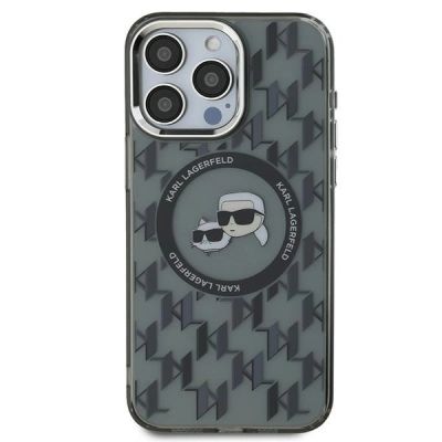 3. Etui Karl Lagerfeld IML Monogram Karl & Choupette Head MagSafe na iPhone 15 Pro Max - czarne
