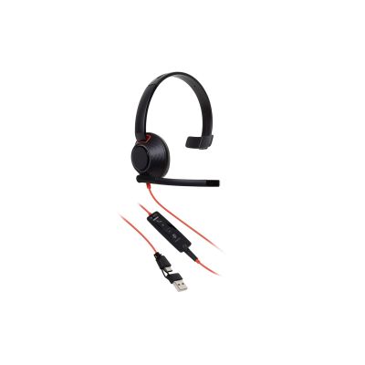 53. POLY Jednouszny zestaw słuchawkowy USB-C Blackwire 5210 + wtyczka 3,5 mm + przejściówka USB-C/A