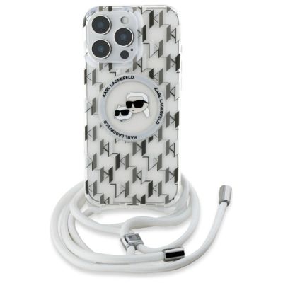 2. Etui Karl Lagerfeld IML Crossbody Monogram Karl & Choupette Head MagSafe na iPhone 16 Pro Max - przezroczyste