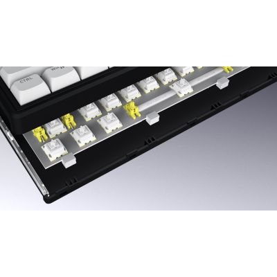 10. HATOR Skyfall Wireless 65 klawiatura Gaming USB + RF Wireless + Bluetooth QWERTY US English Czarny, Biały