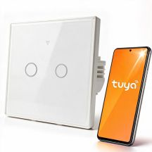 QOLTEC WŁĄCZNIK/WYŁĄCZNIK ŚWIATŁA | DOTYKOWY 2-KANAŁOWY | WI-FI | TIMER | TUYA | BIAŁY