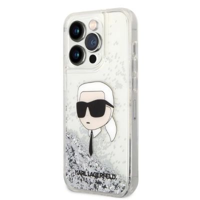 2. Etui Karl Lagerfeld Glitter Karl's Head na iPhone 14 Pro - srebrne