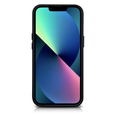 2. iCarer Litchi Premium Leather Case skórzane etui iPhone 14 Plus magnetyczne z MagSafe czarny (WMI14220711-BK)