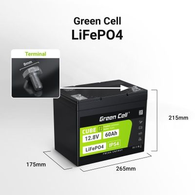 3. GREEN CELL AKUMULATOR LIFEPO4 CUBE 60AH 12V/12.8V 768WH LFPGC12V60AH