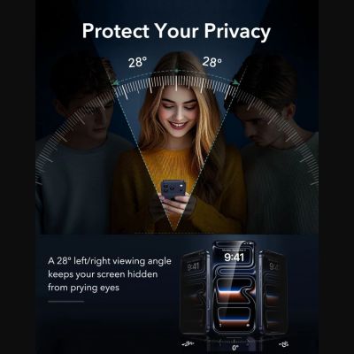 4. Szkło hartowane ESR UltraFit Armorite Privacy 2-Pack prywatyzujące na iPhone 18 Pro