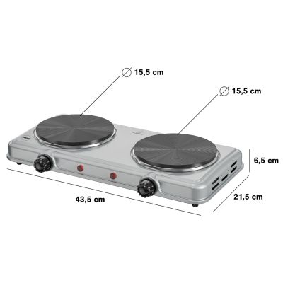 3. ELDOM KUCHENKA ELEKTRYCZNA DWUPŁYTOWA PG23 DOPPO 2000W SREBRNA