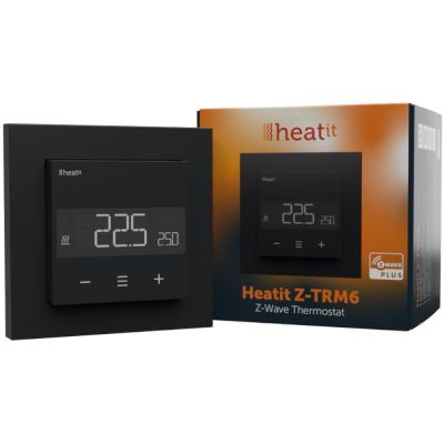 Termostat Heatit Z-TRM6 Black Matt Z-Wave Thermostat 3600W 16A 868,4 Mhz