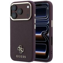 Etui Guess Saffiano Small 4G & Classic Logo MagSafe na iPhone 18 Pro / 17 Pro - burgundowe