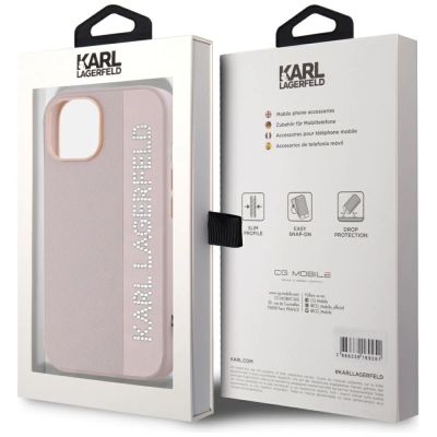 8. Etui Karl Lagerfeld Saffiano Rhinestones & Charm na iPhone 15 / 14 / 13 - różowe