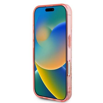 5. Etui Guess IML Flower & Tonal Circle MagSafe na iPhone 16 Plus - różowe