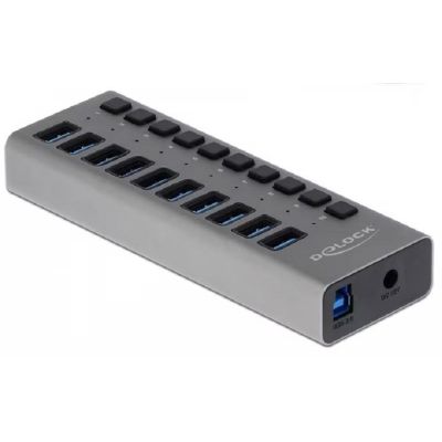 5. Delock Zewnętrzny USB 3.0 Hub z 10 portami i przełącznikami