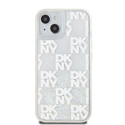 3. Etui DKNY Liquid Glitter Multilogo na iPhone 15 / 14 / 13 - białe