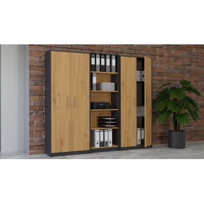 3. REGAŁ ZAMKNIĘTY OLIV 2D ANTRACYT/ARTISAN KOMPLET