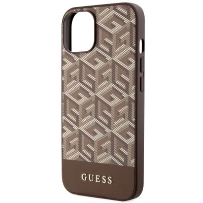 6. Etui Guess GCube Stripes MagSafe na iPhone 14 Plus - brązowe