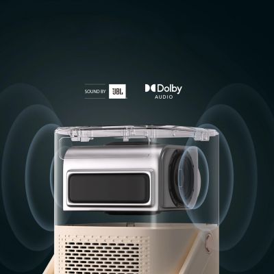 4. Projektor multimedialny Yaber T2 Plus GTV 1080p 450 ANSI Google TV JBL Dolby Audio z baterią - beżowy