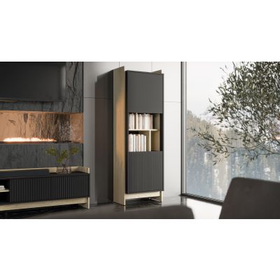 3. Witryna PORTO 59x38x180 dąb/czarny