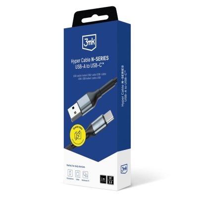 12. Kabel 3mk Hyper 3mk Hyper Cable N-SERIES USB-A / USB-C 1m 9V/2A 18W QC 3.0 / czarny