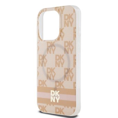 6. Etui DKNY IML Checkered Mono Pattern & Printed Stripes MagSafe na iPhone 13 Pro Max - różowe