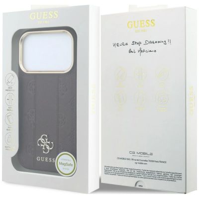 8. Etui Guess Stripe Peony 4G Logo MagSafe na iPhone 18 Pro / 17 Pro - burgundowe