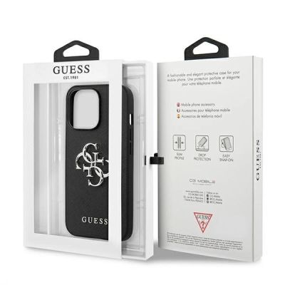 8. Etui Guess Saffiano 4G Metal Logo na iPhone 13 Pro / 13  6,1" - czarne