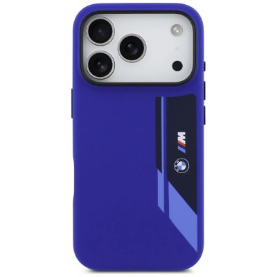 3. Etui BMW M Silicon Vertical Logo MagSafe na iPhone 17 Pro - granatowe