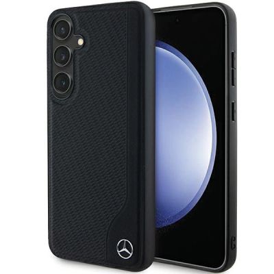 Etui Mercedes Leather Debossed Line MagSafe na Samsung Galaxy S24+ - czarne