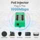 19. Extralink Gigabit PoE Injector 4 Portowy Aktywny, 4 porty Gigabit 802.3at/af, Mode A