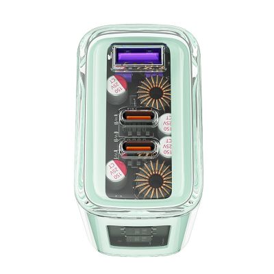 7. Acefast ładowarka GaN 65W 3 porty (1xUSB, 2xUSB C) szara (A45)