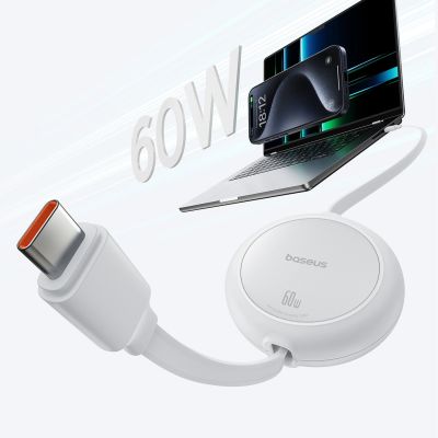 3. Kabel zwijany Baseus Free2Pull 60W USB-C - USB-C 1m - biały