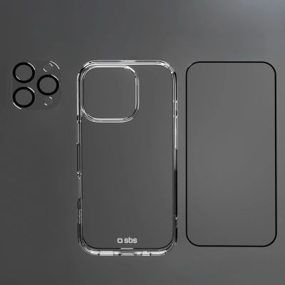 3. Zestaw SBS z technologią D3O na iPhone 16 Pro – etui + szkło ochronne na ekran i aparat - przezroczyste