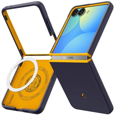 2. Etui Spigen Nano Pop MagSafe na Samsung Galaxy Z Flip 8 - granatowo-żółte