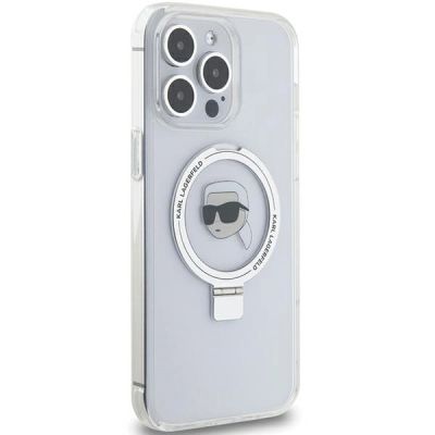 4. Etui Karl Lagerfeld Ring Stand Karl Head MagSafe do iPhone 15 Pro - białe