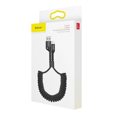 6. Kabel Baseus Fish Eye sprężynowy USB-A / Lightning 2A 1m - czarny