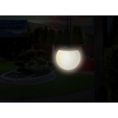 16. LAMPA SOLARNA PLASTIKOWA KULA WISZĄCA 20CM