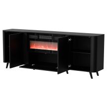 Komoda VOLARE 200x39x75 czarny + kominek