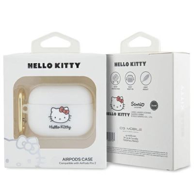 4. Etui Hello Kitty Silicone 3D Kitty Head na AirPods Pro 2 (2022/2023) - białe