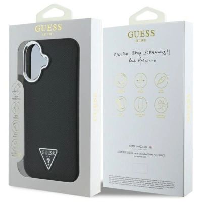 8. Etui Guess Grained Triangle MagSafe na iPhone 16 - czarne