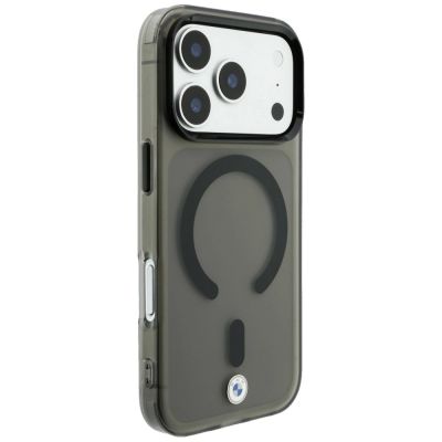 4. Etui BMW Sign Frosted IML & Metal Logo MagSafe na iPhone 18 Pro Max / 17 Pro Max - szare
