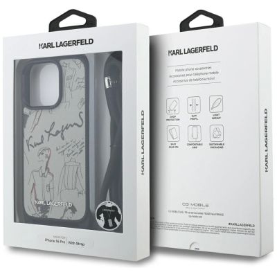 7. Etui Karl Lagerfeld Crossbody Grained Pattern & Logo do iPhone 16 Pro - szare