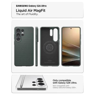 8. Etui Spigen Liquid Air Mag MagSafe na Samsung Galaxy S26 Ultra - zielone