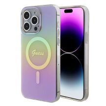 Etui Guess IML Iridescent MagSafe do iPhone 15 Pro Max - różowe