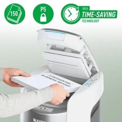 7. Niszczarka Leitz IQ Optimax AutoFeed 150, P5, 150 kartek, 15 l kosz