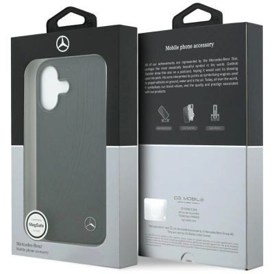 8. Etui Mercedes Leather Large Laurel Leave MagSafe na iPhone 17 - czarne
