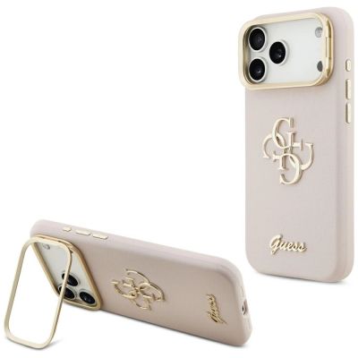 Etui Guess Grained Big 4G & Stand Camera na iPhone 17 Pro Max - różowe