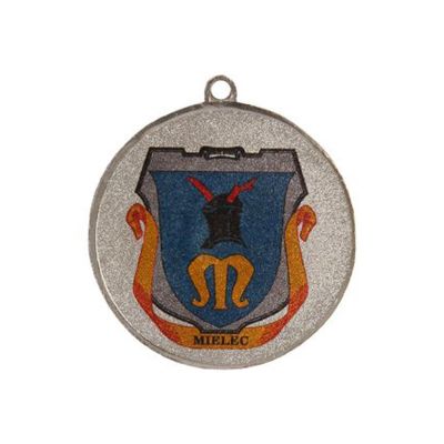 7. Medal srebrny z miejscem na emblemat 25 mm - medal stalowy z nadrukiem kolorowym LuxorJet