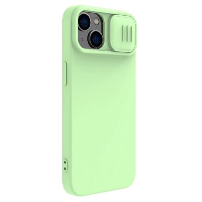 3. Nillkin CamShield Silky Silicone Case etui iPhone 14 Plus pokrowiec z osłoną na aparat zielony