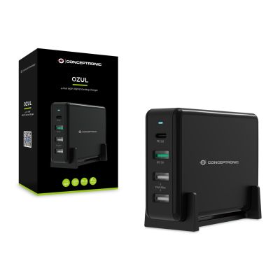 7. Conceptronic OZUL01B ładowarka do urządzeń przenośnych Uniwersalne Czarny Prąd przemienny Szybkie ładowanie Wewnętrzna