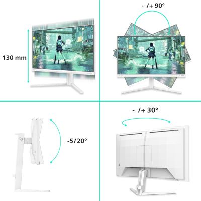 3. Philips Evnia 3000 24M2N3201P/00 monitor komputerowy 60,5 cm (23.8") 1920 x 1080 px Full HD LCD Biały
