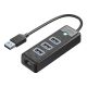 Hub USB Orico PW3UR25-U3 4-portowy 3x USB-A 3.0 1x RJ45 2.5G Ethernet 0,5 m - czarny