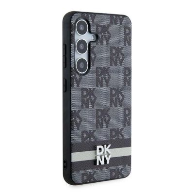 4. Etui DKNY Leather Checkered Mono Pattern & Printed Stripes na Samsung Galaxy S24 - czarne